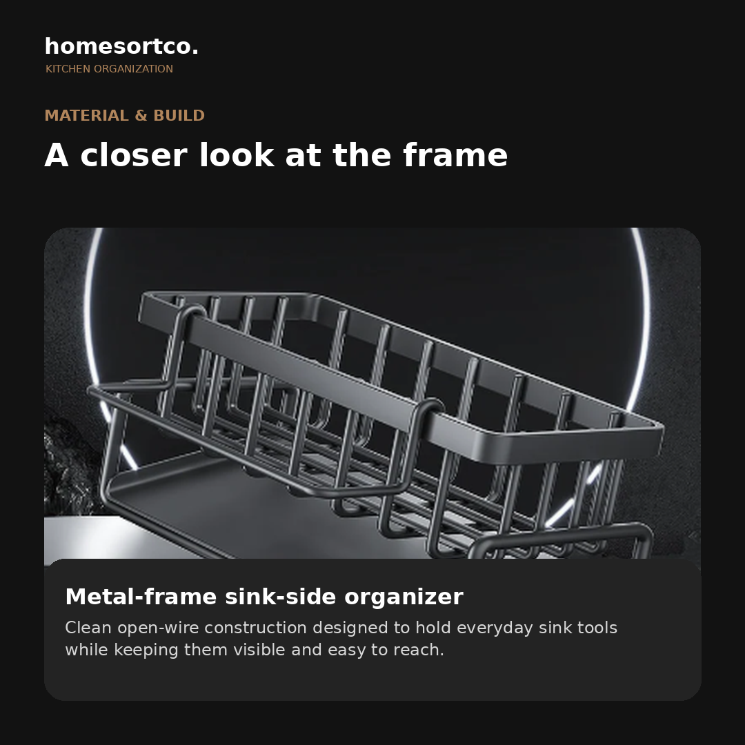 Kitchen Sink Caddy close-up metal frame