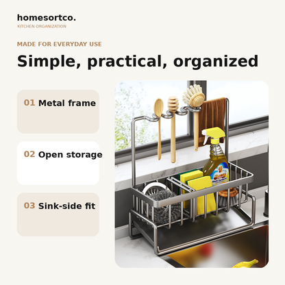 Kitchen Sink Caddy metal frame and open storage