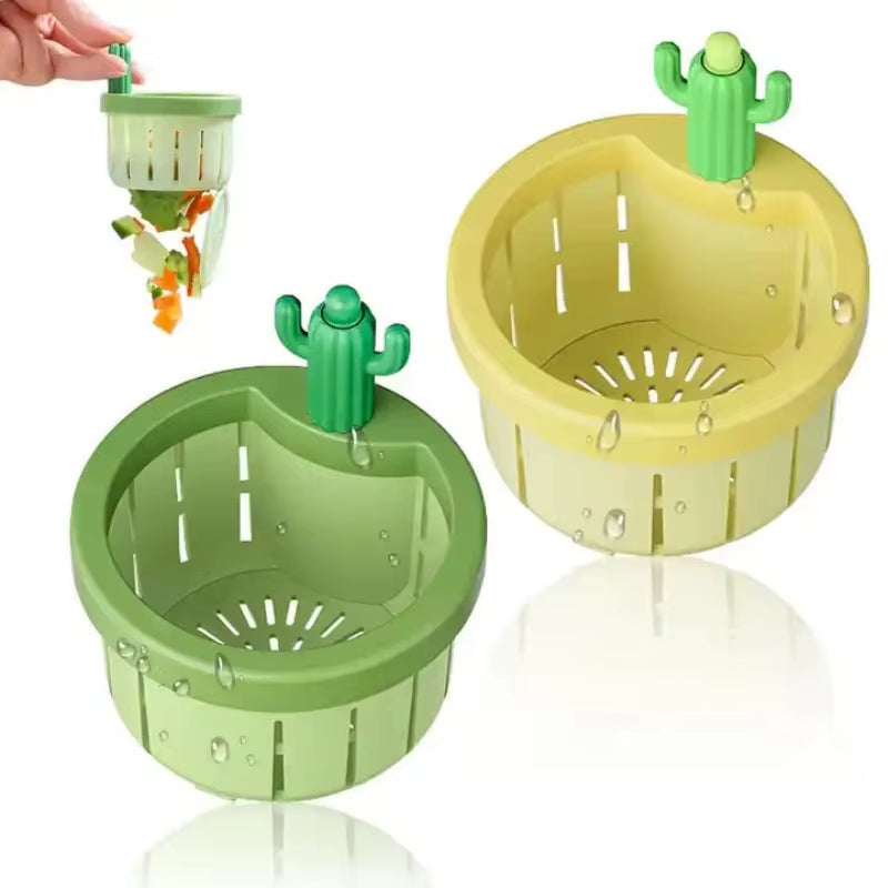 Two compact tip-and-toss sink strainers